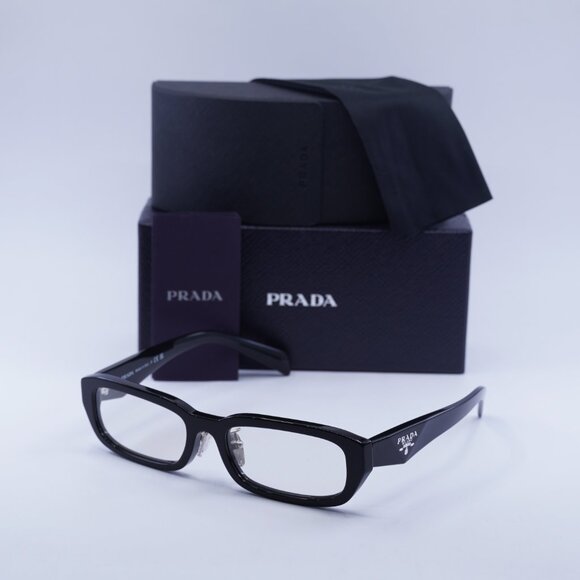 Prada PRB06SF 16K08N Sunglasses Black Rectangle Frame, Clear Lenses - Picture 10 of 10